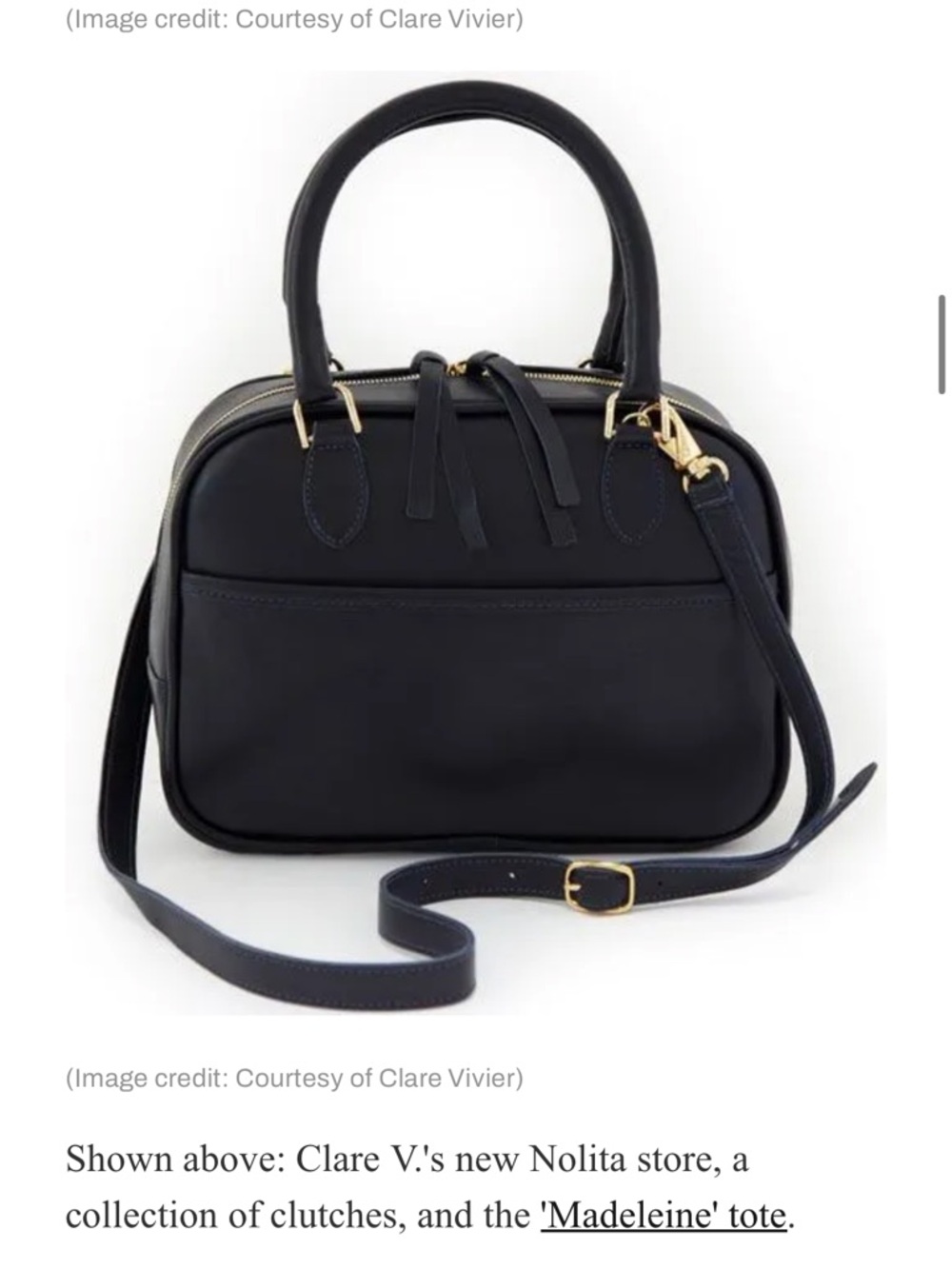 Clare V Black Leather Satchel with Gold Hardware - Picture 12 of 12
